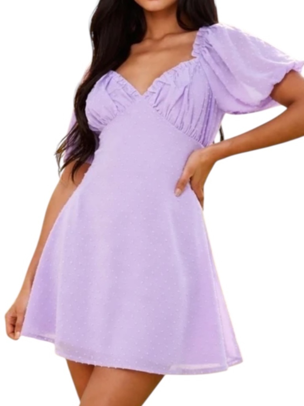 Missguided Dobby Spot Milkmaid Mini Dress - Lilac / Lavender Size 0